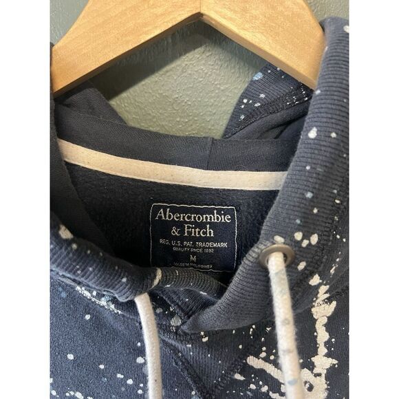 Abercrombie & Fitch Blue Paint Splatter Hoodie Sweatshirt Long Sleeve Mens Sz M - Picture 3 of 3